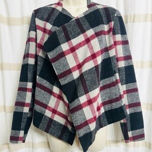 Cupcakes & Cashmere Women Wool Blended Asymmetrical Oxford Blazer/Jacket Sz S